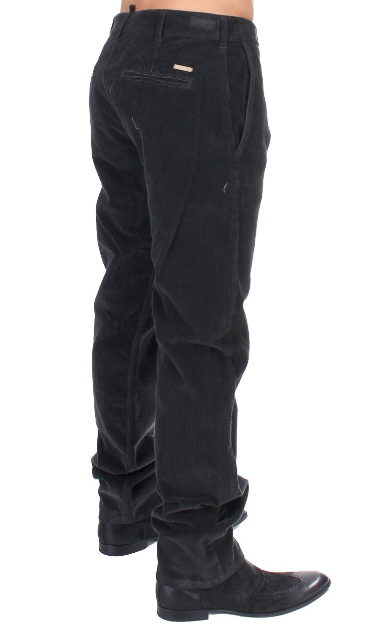 GF Ferre Elegant Black Cotton Corduroy Pants - Gio Beverly Hills