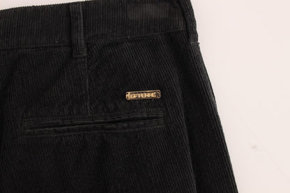 GF Ferre Elegant Black Cotton Corduroy Pants - Gio Beverly Hills
