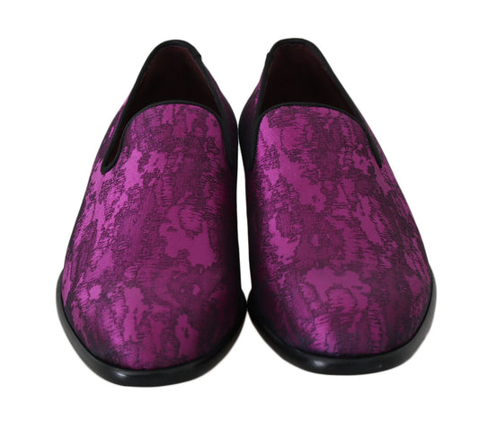 Dolce & Gabbana Elegant Silk-Wool Blend Loafers in Purple