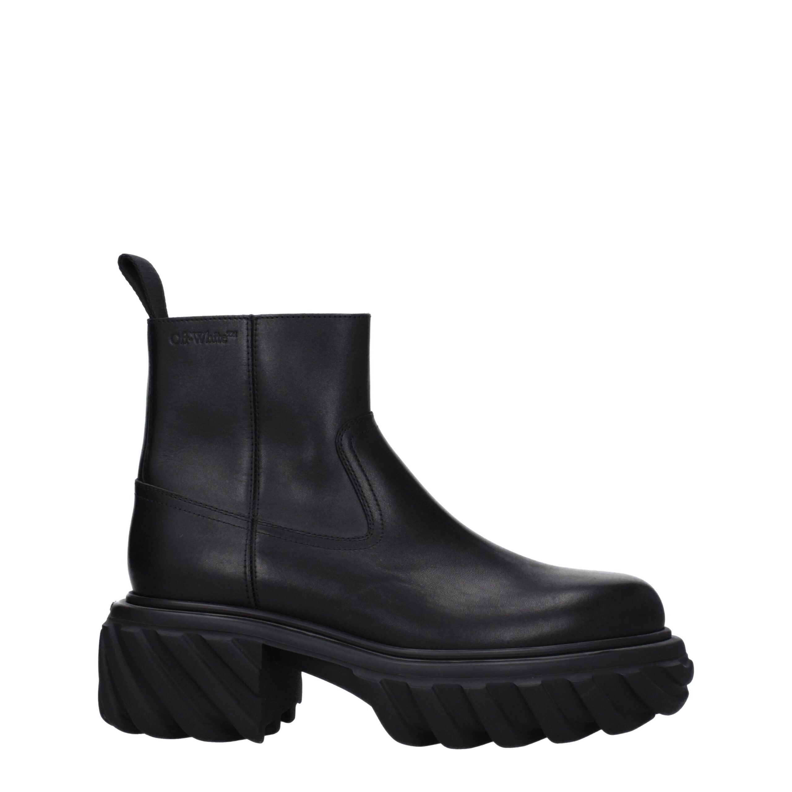 Off-White Off-White Black Leather Ankle Boots product image (image 1 of 5)