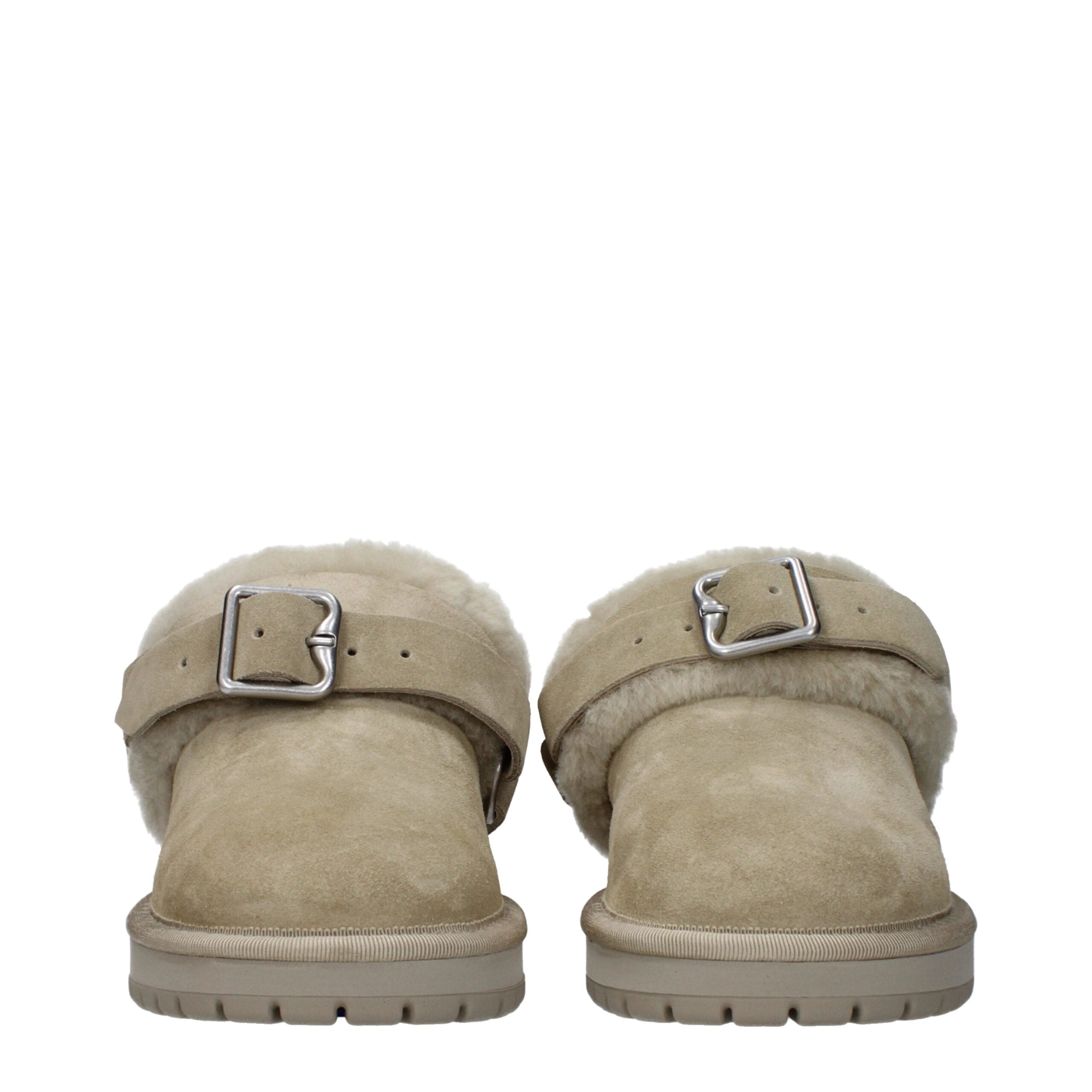 Burberry Burberry Green Suede Slippers with Fur Detail catalog image (image 3 of 5)