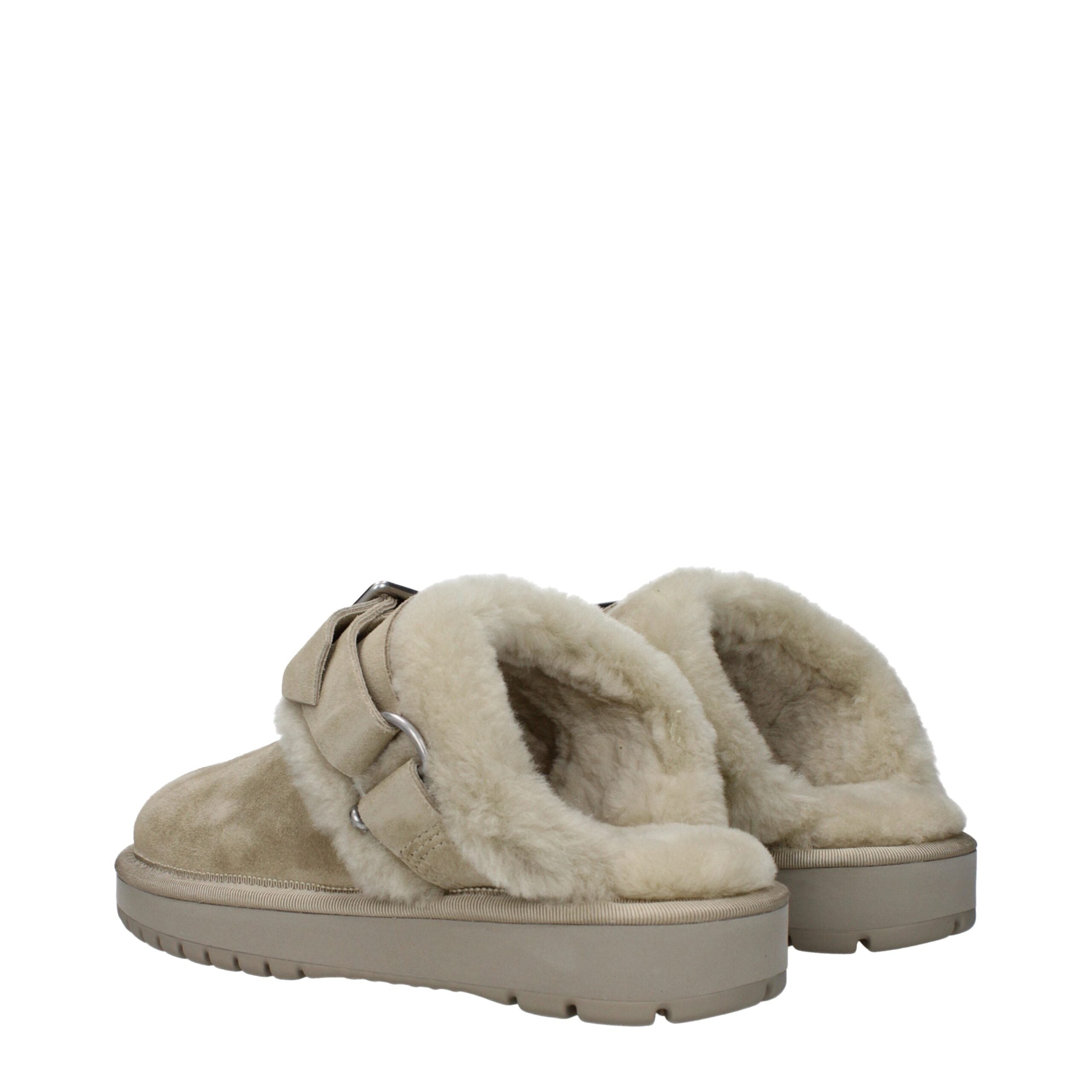 Burberry Burberry Green Suede Slippers with Fur Detail studio product image (image 4 of 5)