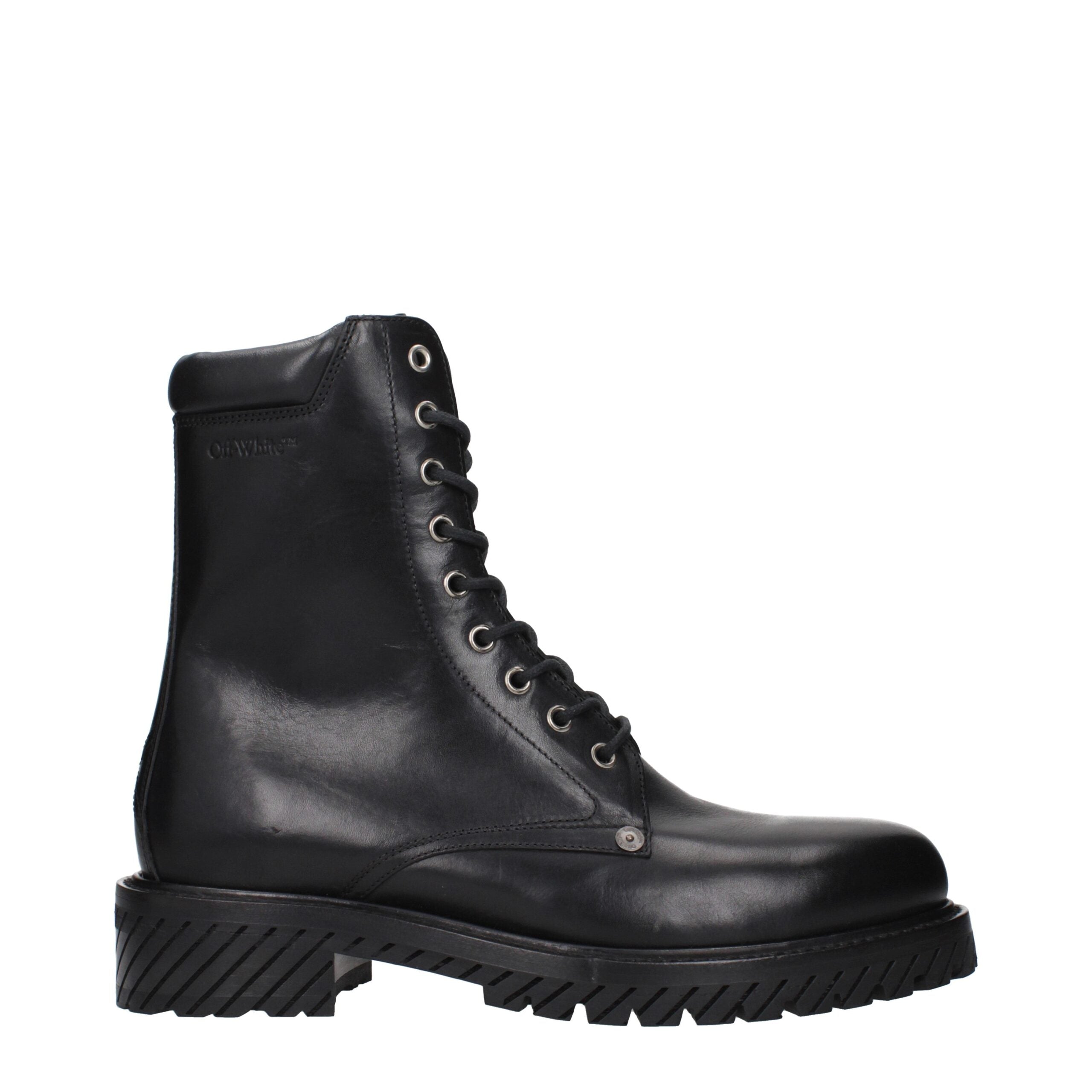 Off-White Off-White Black Leather Ankle Boots product image (image 1 of 5)