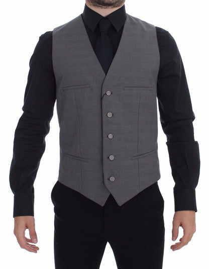 Dolce & Gabbana Elegant Gray Slim Fit Dress Vest - Gio Beverly Hills