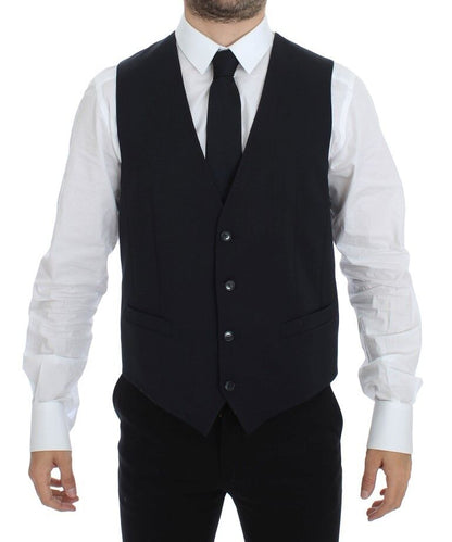 Dolce & Gabbana Elegant Gray Striped Wool-Silk Dress Vest - Gio Beverly Hills