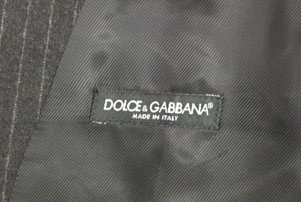 Dolce & Gabbana Elegant Gray Striped Wool Dress Vest - Gio Beverly Hills