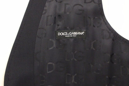 Dolce & Gabbana Elegant Gray Striped Wool-Silk Dress Vest - Gio Beverly Hills