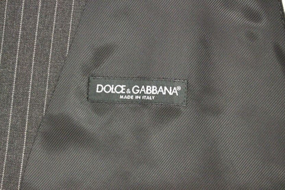 Dolce & Gabbana Elegant Gray Striped Wool Dress Vest - Gio Beverly Hills