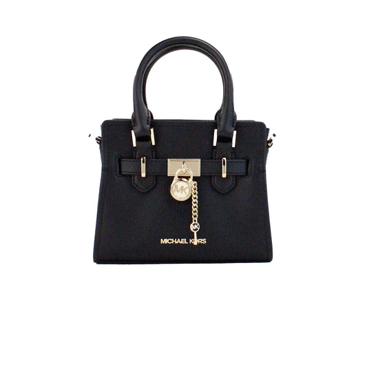 Michael Kors Hamilton XS Small Black Grained Leather Satchel Crossbody Bag Purse - Gio Beverly Hills