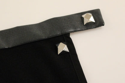 Corrado De Biase Black Metal Buttons Cotto Wool Skirt - Gio Beverly Hills