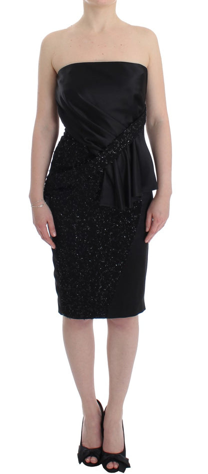 Masha Ma Black Strapless Embellished Pencil Dress - Gio Beverly Hills