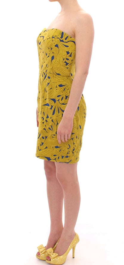 Sachin & Babi Blue Yellow Strapless Bubble Mini Shift Dress - Gio Beverly Hills