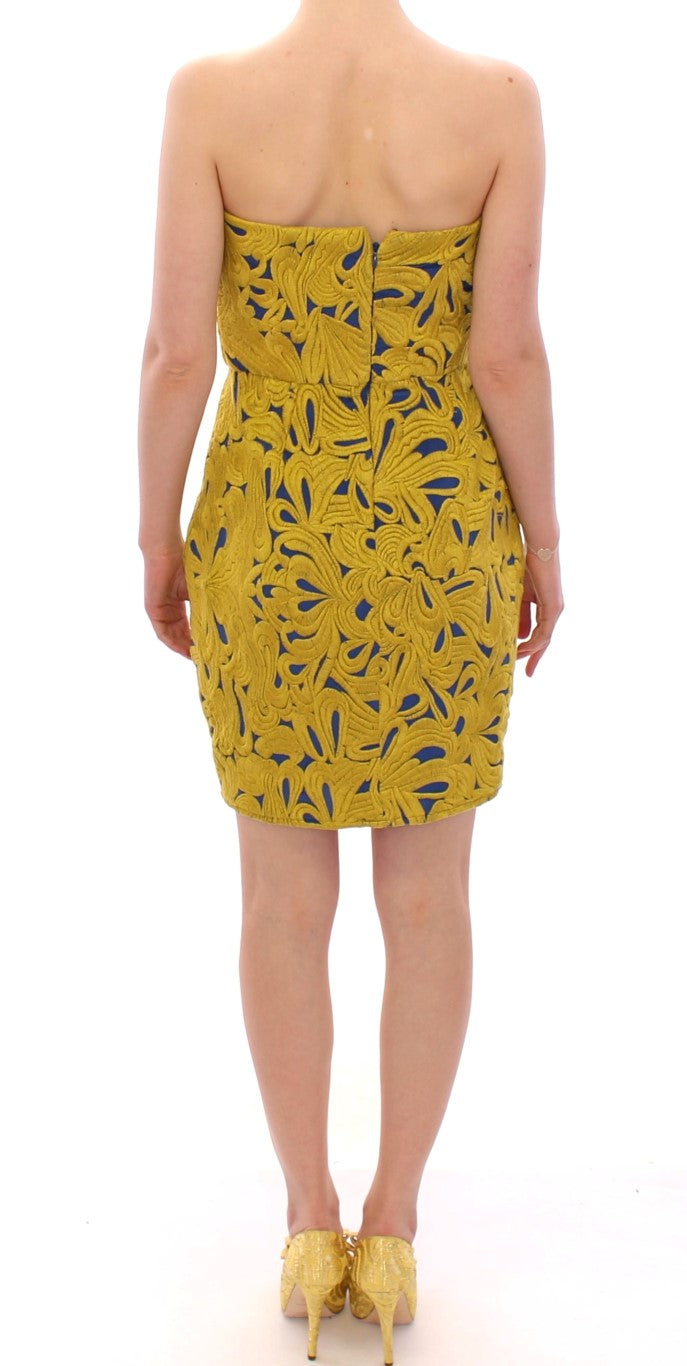 Sachin & Babi Blue Yellow Strapless Bubble Mini Shift Dress - Gio Beverly Hills