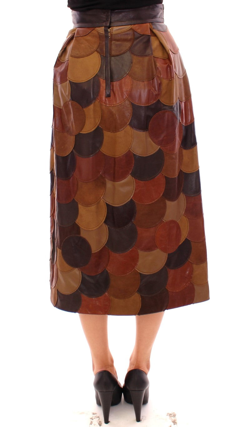 Dolce & Gabbana Brown Patchwork Leather Straight Skirt - Gio Beverly Hills
