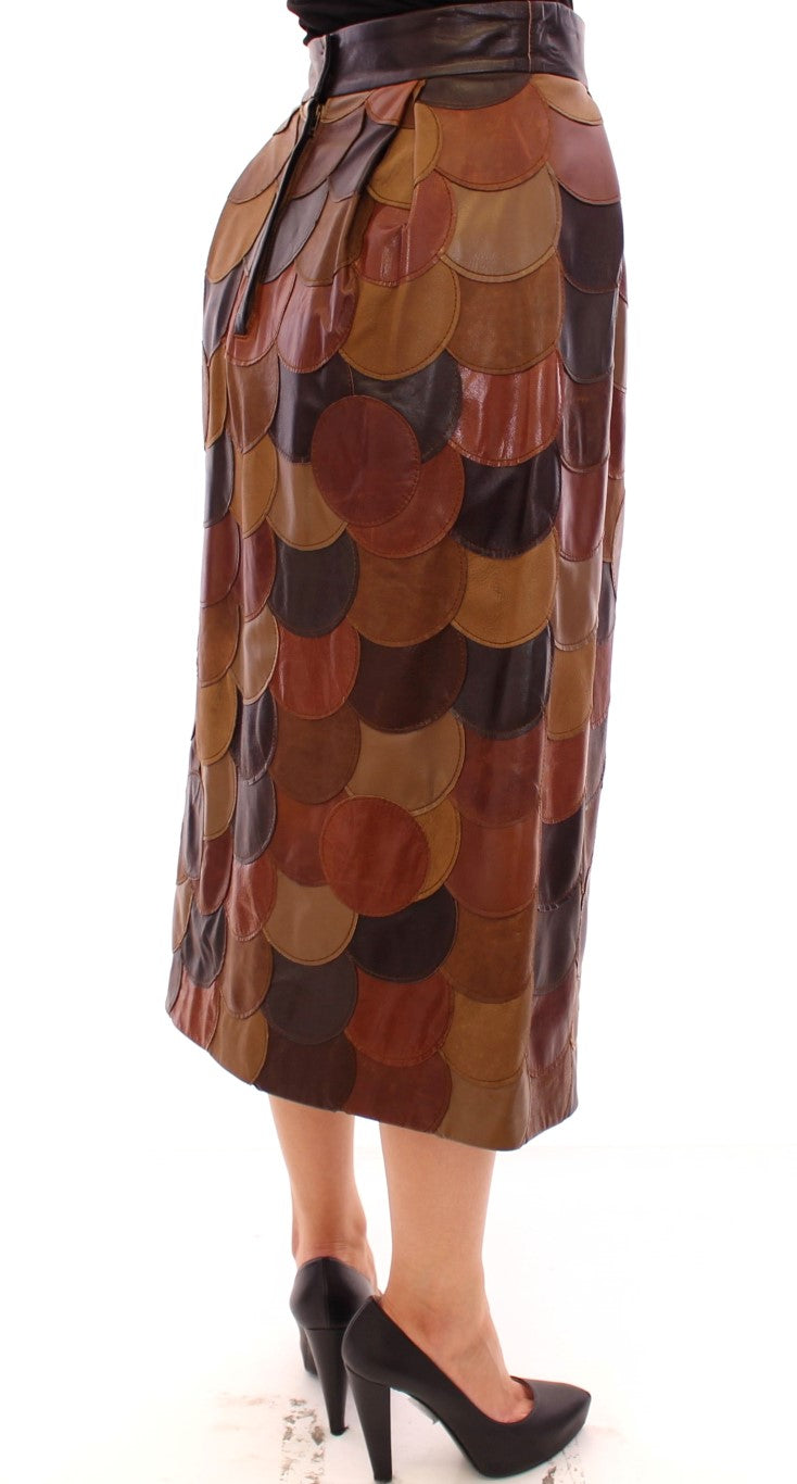 Dolce & Gabbana Brown Patchwork Leather Straight Skirt - Gio Beverly Hills