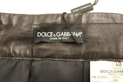 Dolce & Gabbana Brown Patchwork Leather Straight Skirt - Gio Beverly Hills