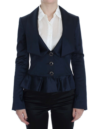 Exte Blue Three Button Single Breasted Blazer Jacket - Gio Beverly Hills
