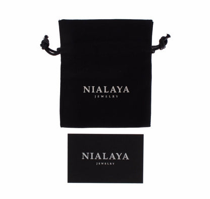 Nialaya Black Crystal 925 Silver Bangle Bracelet - Gio Beverly Hills
