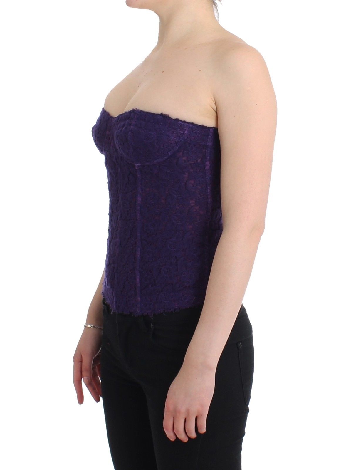 Ermanno Scervino Lingerie Purple Corset Bustier Top Floral Lace - Gio Beverly Hills