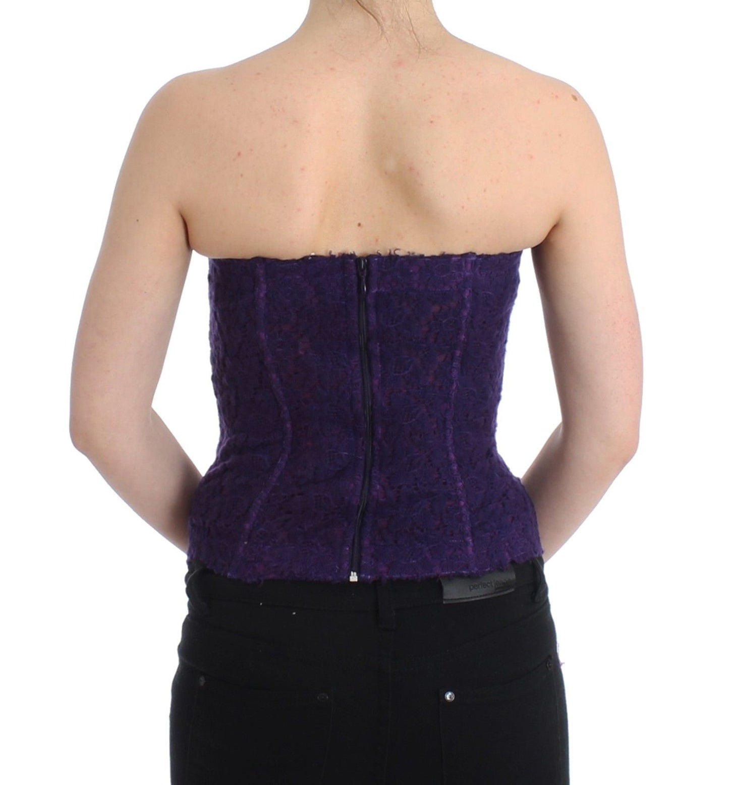 Ermanno Scervino Lingerie Purple Corset Bustier Top Floral Lace - Gio Beverly Hills