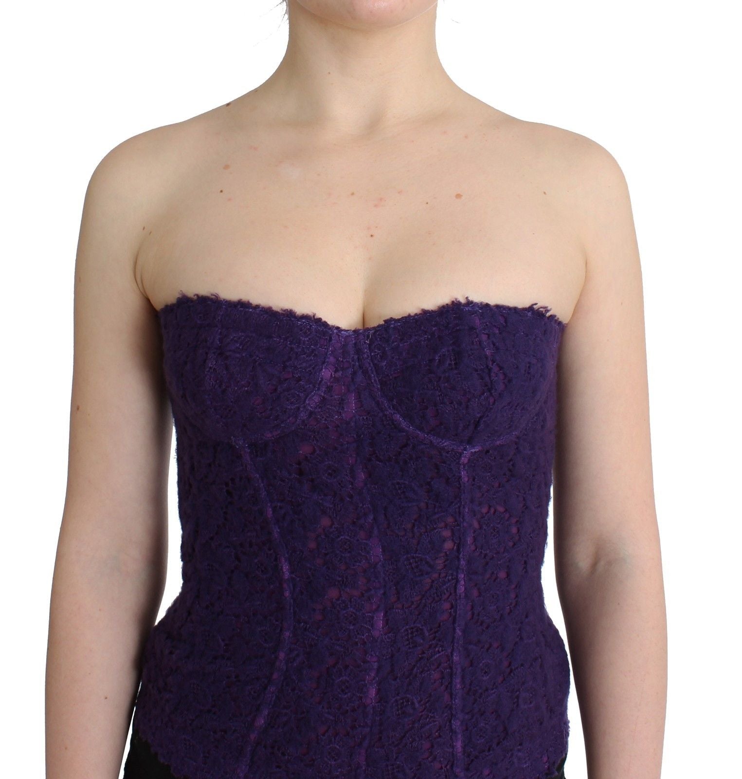 Ermanno Scervino Lingerie Purple Corset Bustier Top Floral Lace - Gio Beverly Hills