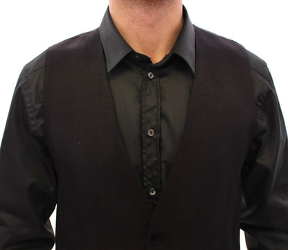Dolce & Gabbana Black Wool Silk Dress Vest Gilet Weste - Gio Beverly Hills