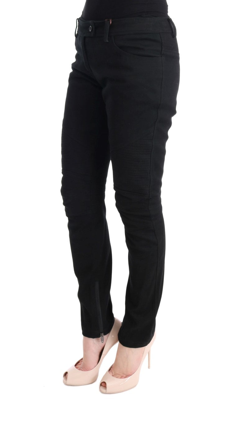 Ermanno Scervino Black Cotton Slim Fit Casual Pants - Gio Beverly Hills