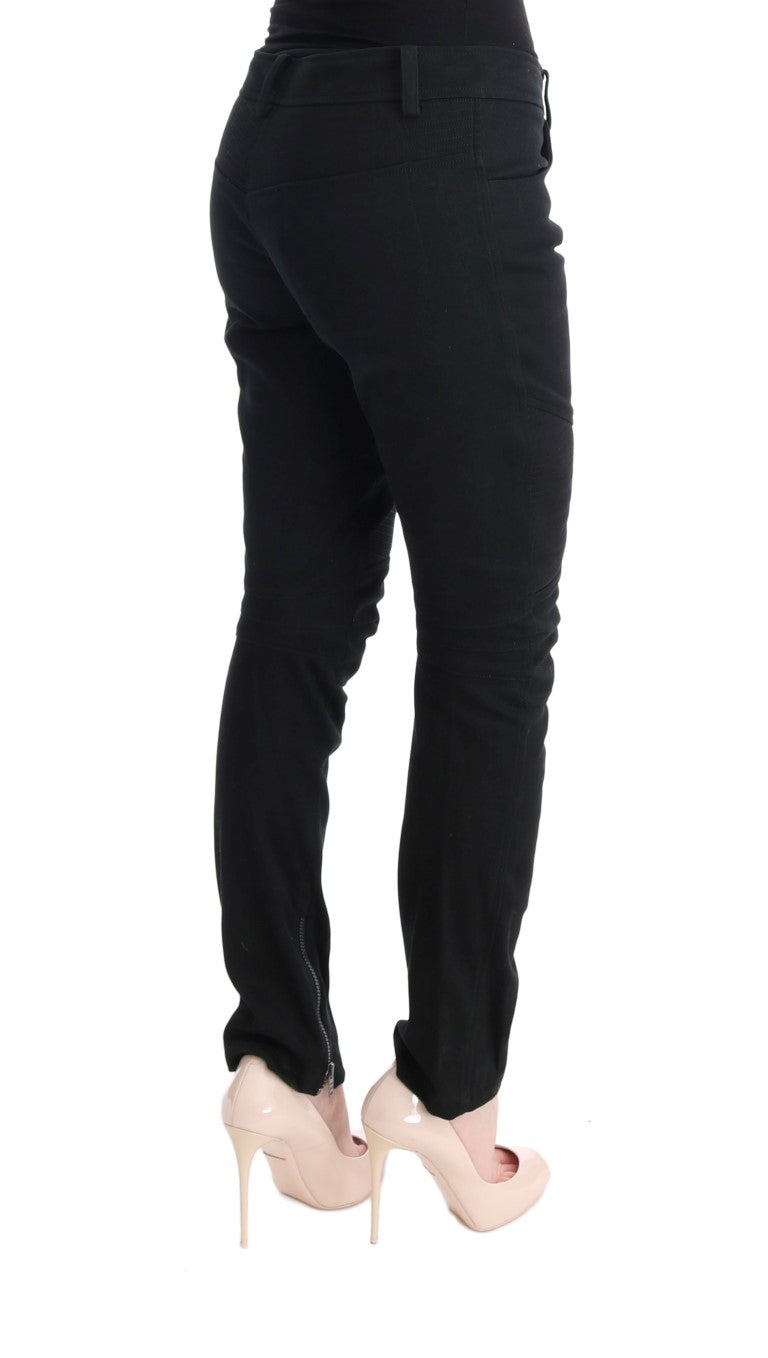 Ermanno Scervino Black Cotton Slim Fit Casual Pants - Gio Beverly Hills