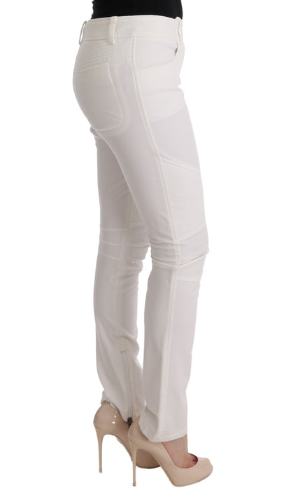 Ermanno Scervino White Cotton Slim Fit Casual Pants - Gio Beverly Hills