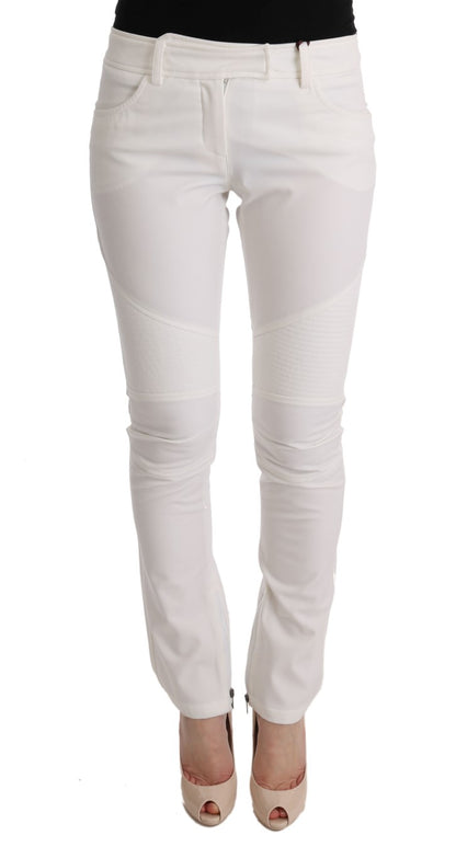 Ermanno Scervino White Cotton Slim Fit Casual Pants - Gio Beverly Hills