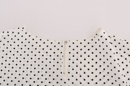 Dolce & Gabbana White Polka Dotted Silk T-shirt Top - Gio Beverly Hills