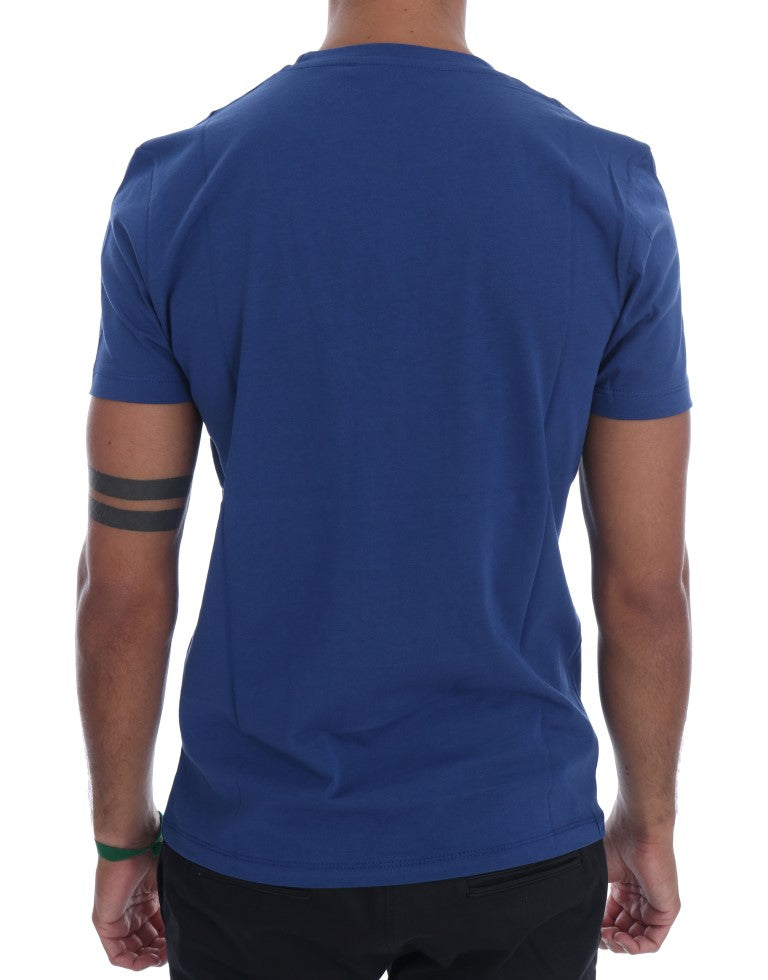 Frankie Morello Blue Cotton RIDERS Crewneck T-Shirt - Gio Beverly Hills