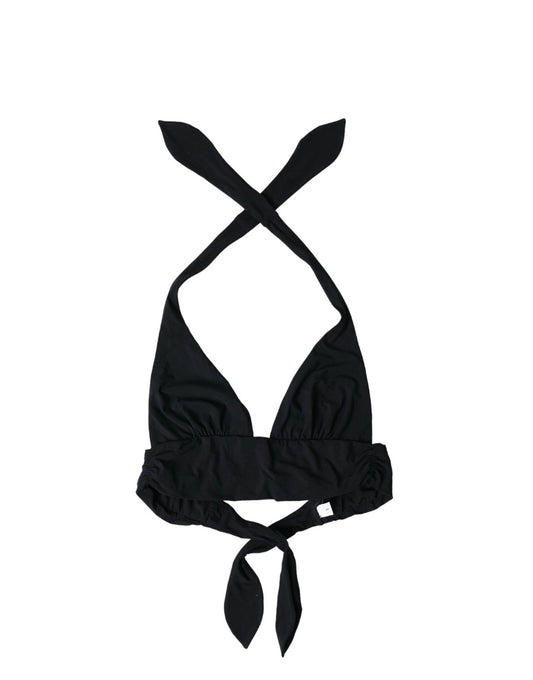Dolce & Gabbana Black Nylon Stretch Swimwear Halter Top Bikini - Gio Beverly Hills