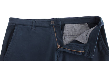 GF Ferre Blue Stretch Straight Fit Pants Chinos - Gio Beverly Hills