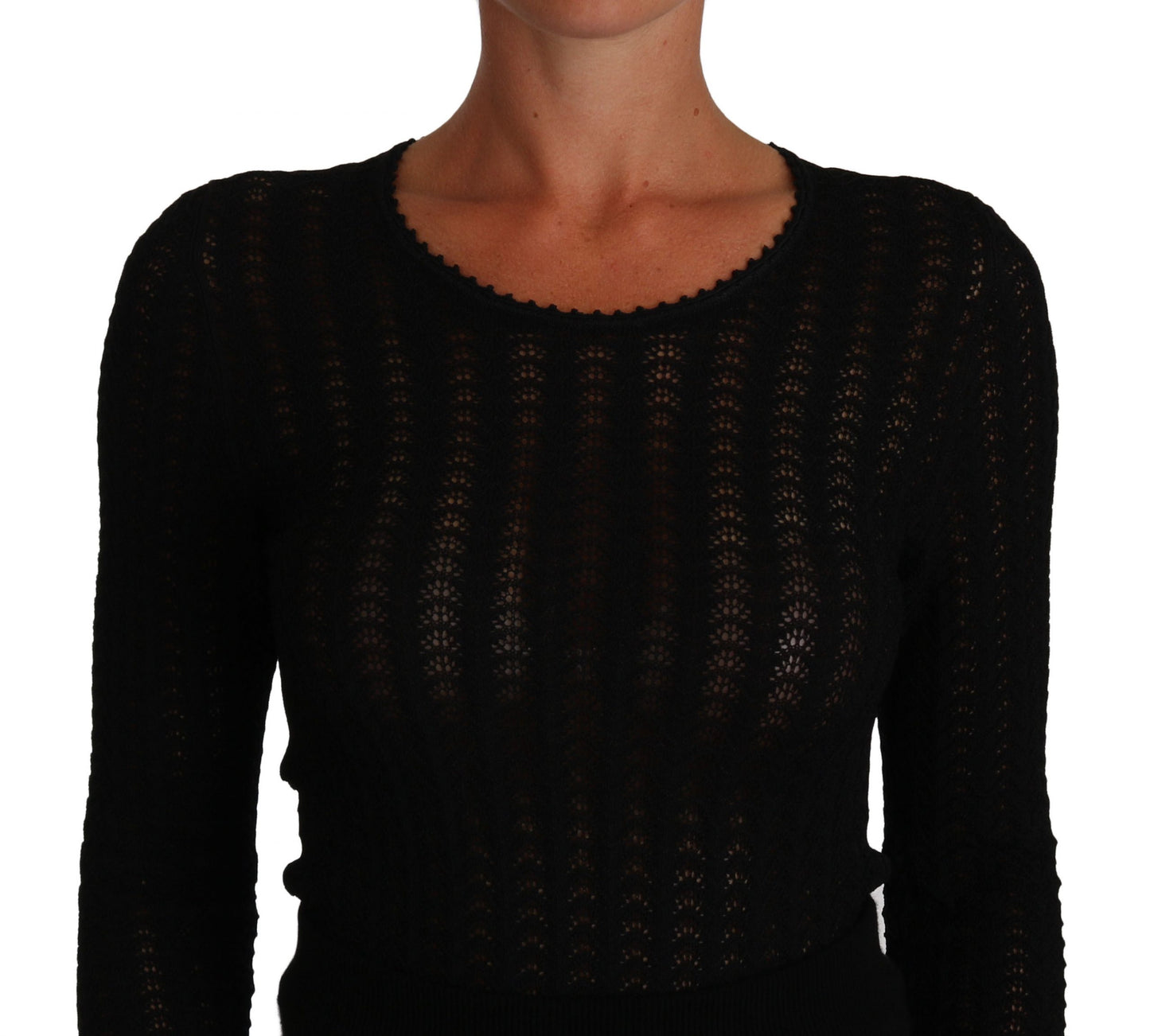 Dolce & Gabbana Black Knitted Wool Sheath Long Sleeves Dress - Gio Beverly Hills