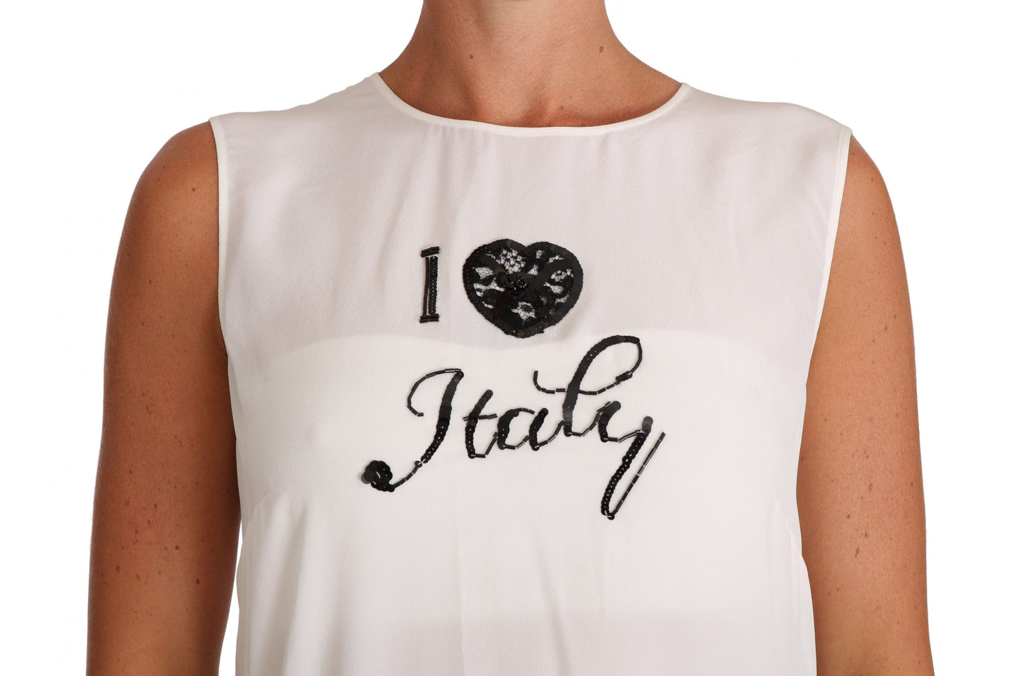 Dolce & Gabbana White Silk I LOVE ITALY Cami T-shirt - Gio Beverly Hills
