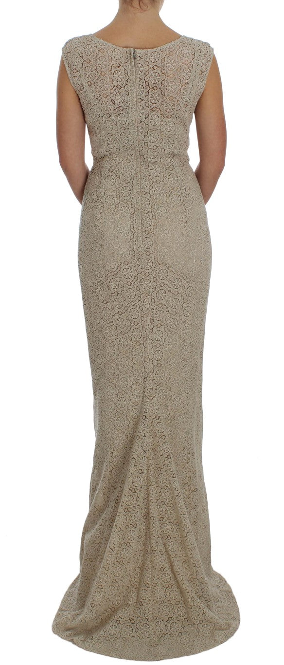 Dolce & Gabbana Beige Ricamo Cutout Cotton Sheath Dress - Gio Beverly Hills