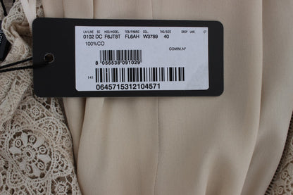 Dolce & Gabbana Beige Ricamo Cutout Cotton Sheath Dress - Gio Beverly Hills