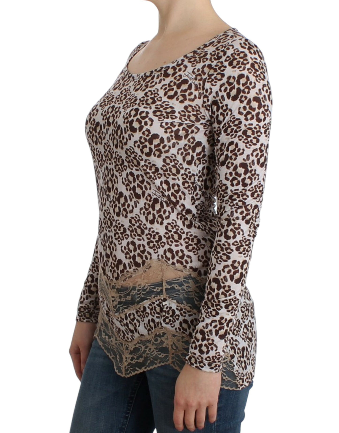 Cavalli Brown longsleeved lace top - Gio Beverly Hills