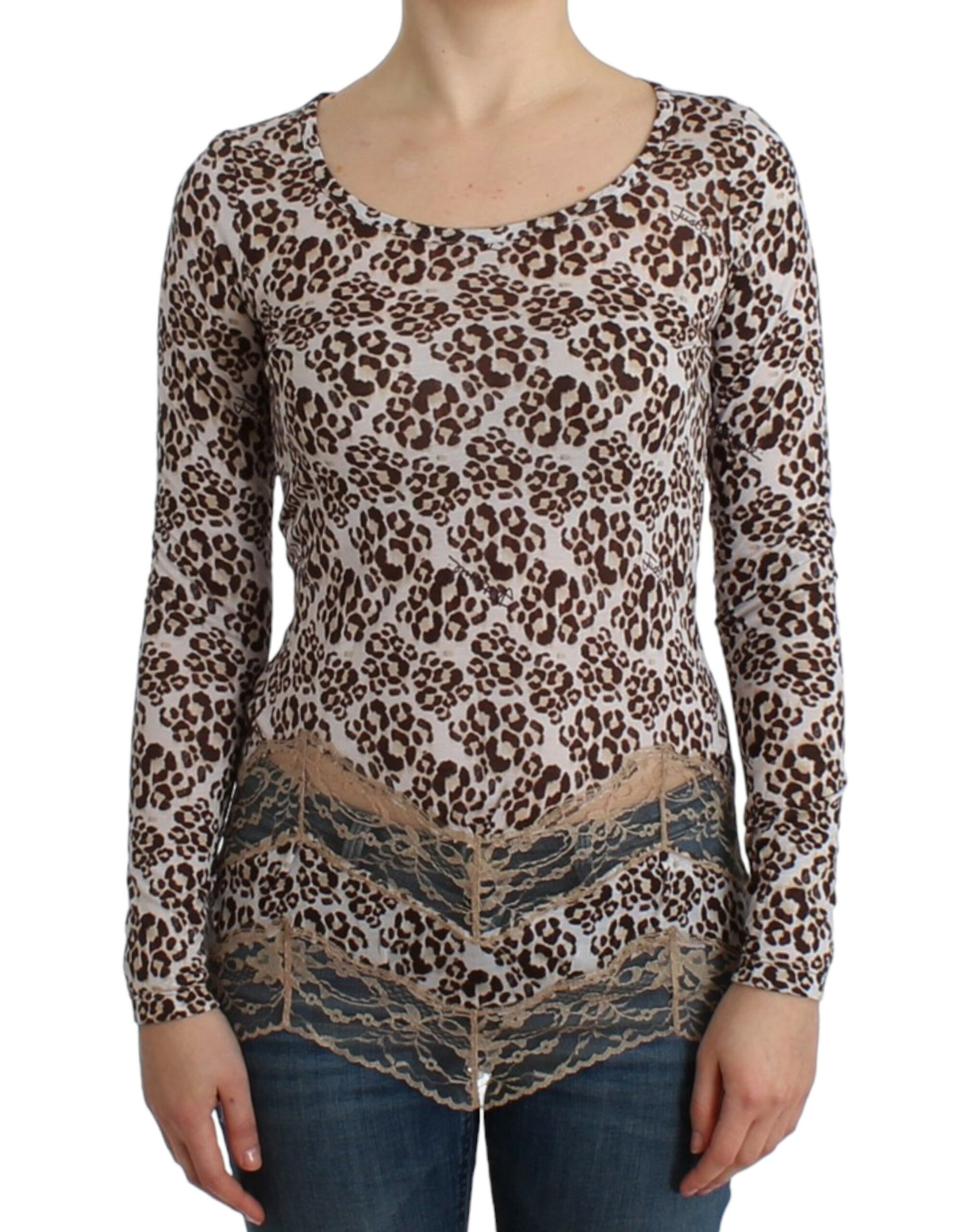 Cavalli Brown longsleeved lace top - Gio Beverly Hills