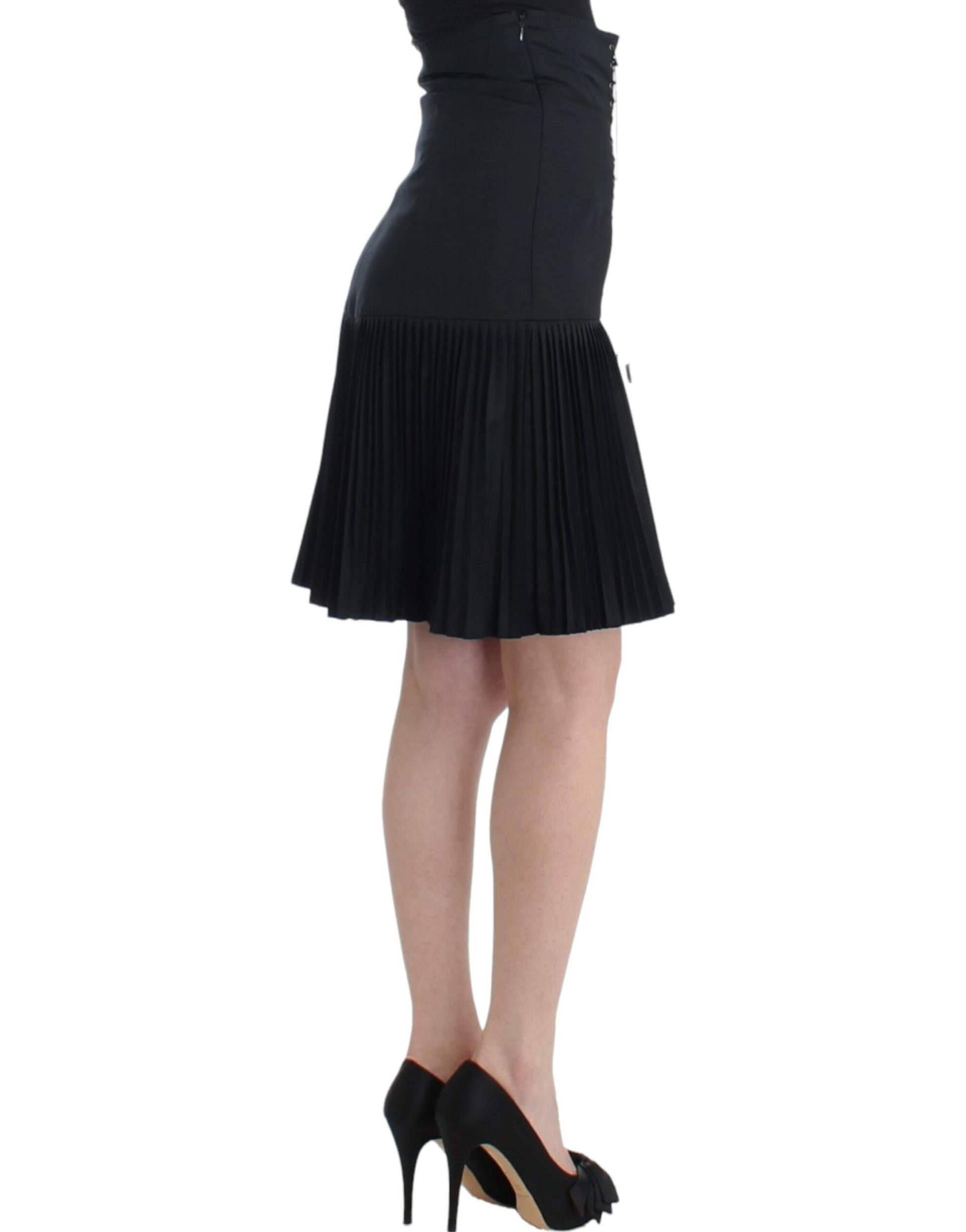 Cavalli Black Pleated Laced Skirt - Gio Beverly Hills