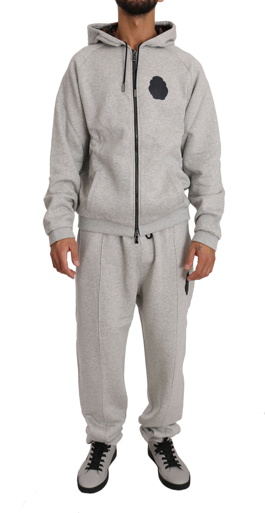 Billionaire Italian Couture Gray Cotton Sweater Pants Tracksuit  Set - Gio Beverly Hills