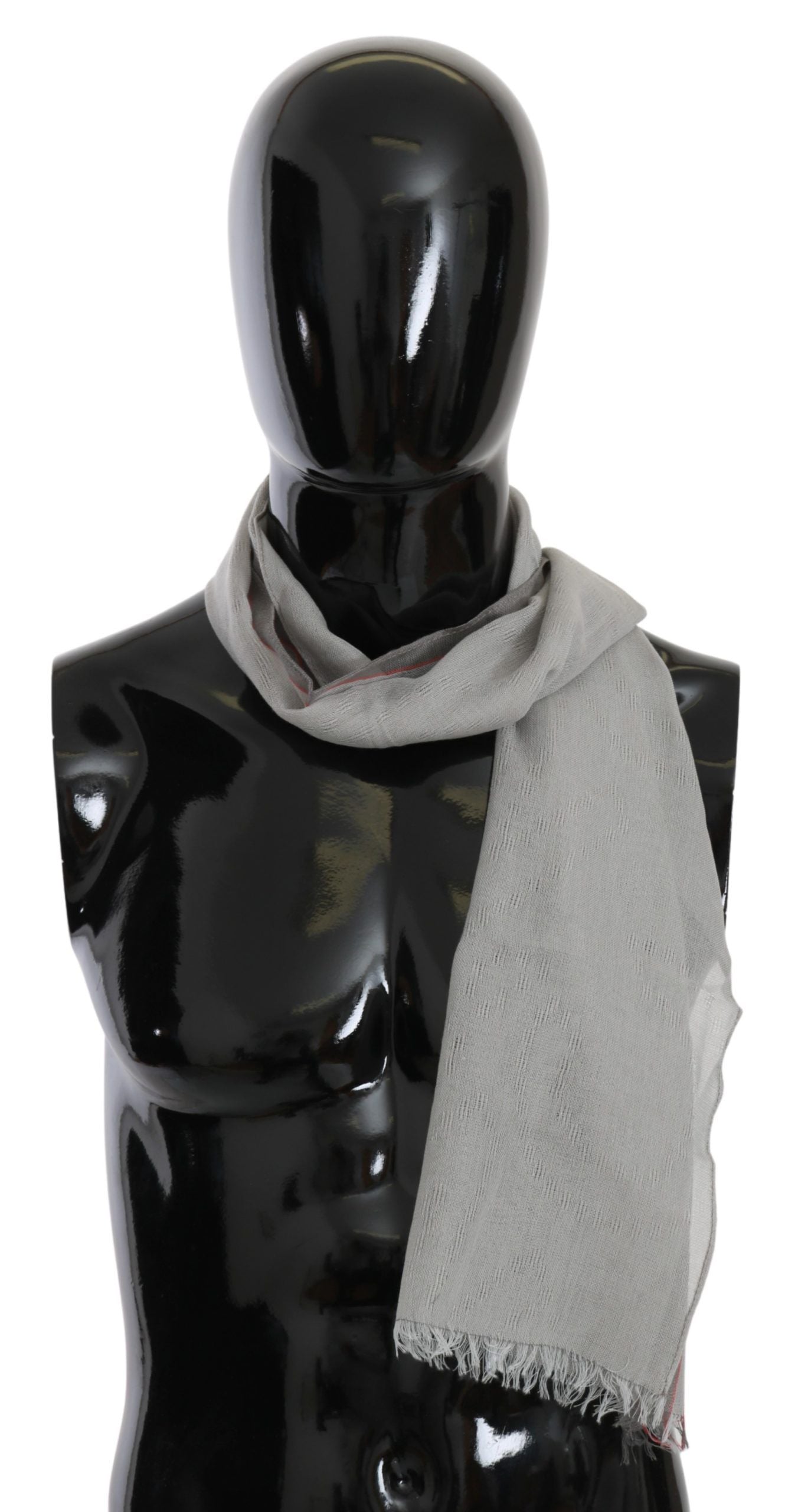 Costume National Gray Fringe Neck Wrap Cotton Scarf - Gio Beverly Hills