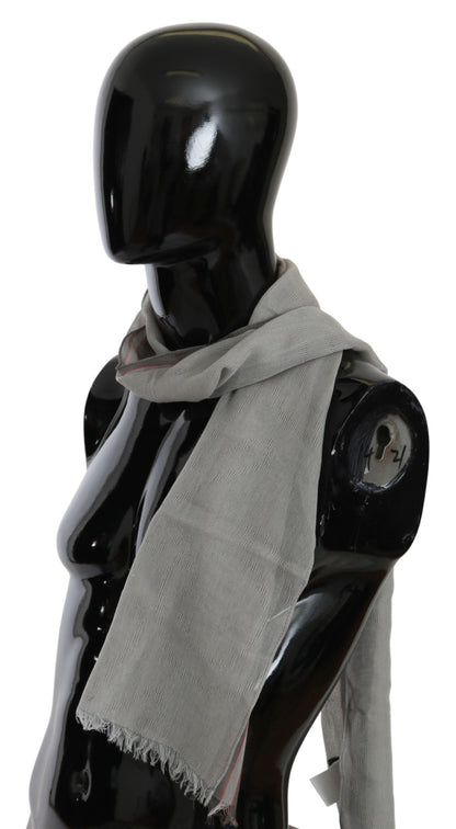 Costume National Gray Fringe Neck Wrap Cotton Scarf - Gio Beverly Hills