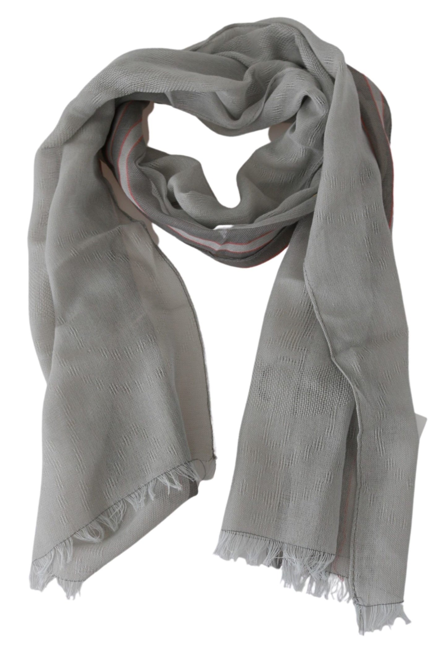 Costume National Gray Fringe Neck Wrap Cotton Scarf - Gio Beverly Hills