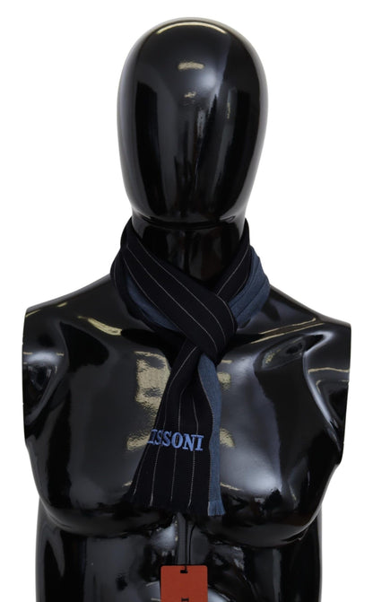 Missoni Black Blue Striped Wool Unisex Wrap scarf - Gio Beverly Hills