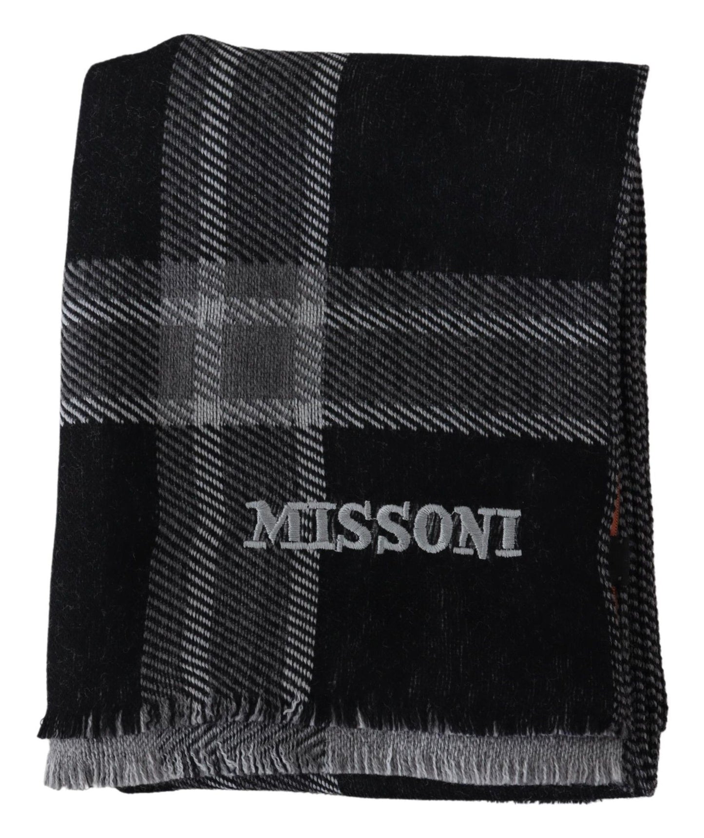 Missoni Black Plaid Wool Unisex Neck Wrap Scarf - Gio Beverly Hills