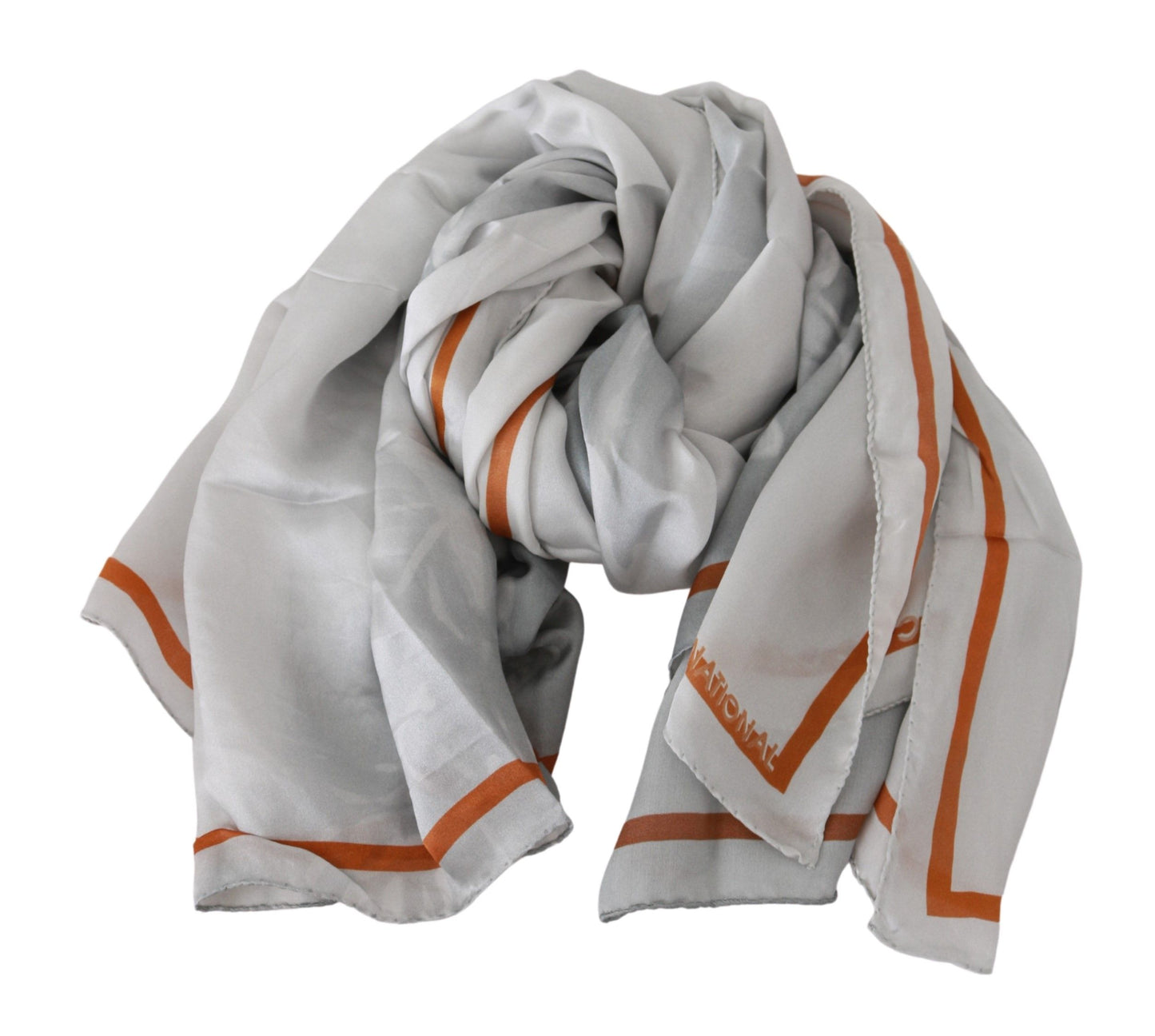 Costume National Gray Orange Silk Floral Foulard Wrap Scarf - Gio Beverly Hills