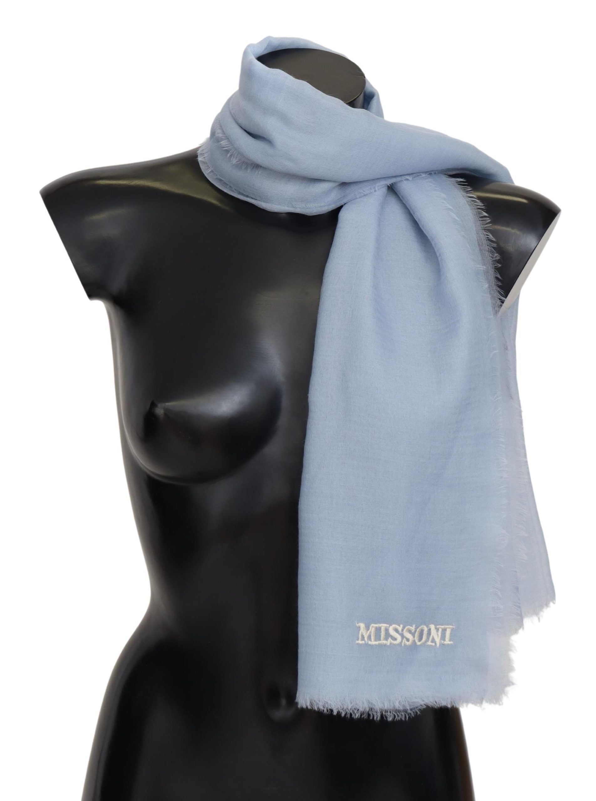 Missoni Light Blue Cashmere Unisex Neck Wrap Scarf - Gio Beverly Hills