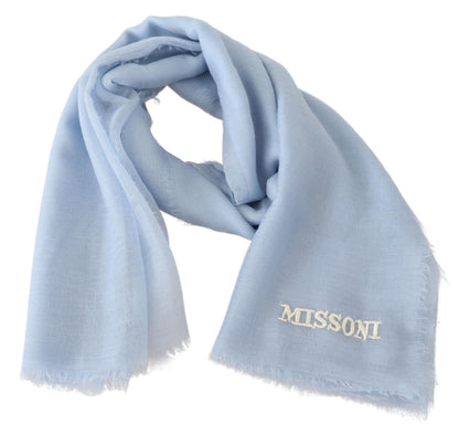 Missoni Light Blue Cashmere Unisex Neck Wrap Scarf - Gio Beverly Hills